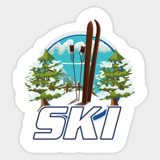 Skiing travel logo Sticker